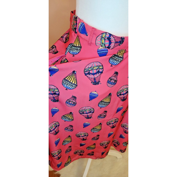 SMALL Modcloth Pink A Line Fit & Flare Retro Style Skirt Hot Air Balloons Pocket - Picture 4 of 12